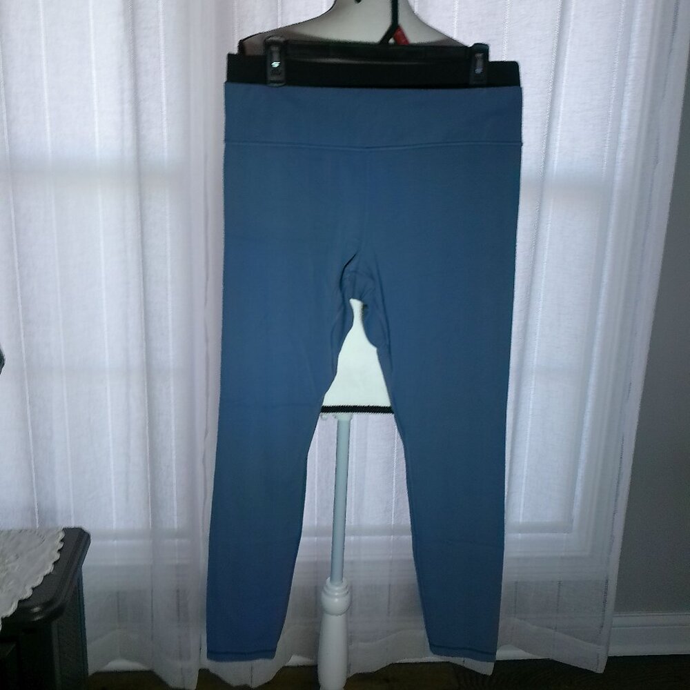 ATHLETA Ankle Leggings "Elation" Ultra High Rise Pull-On Gun Metal Blue NWOT L